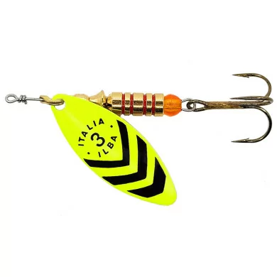 Cucchiaino rotante da pesca ILBA Lungo FLUO lemon/nero