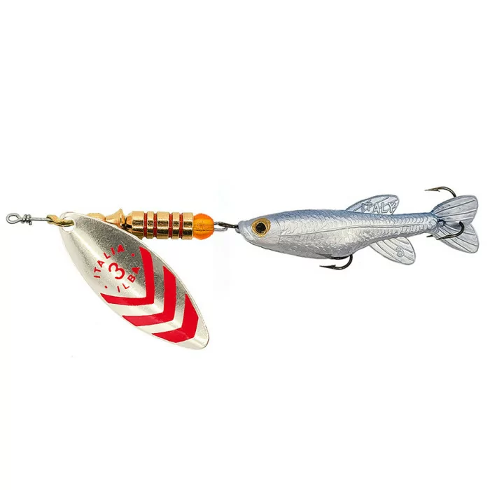 Minnow ILBA con cucchiaino da pesca Lungo Argento Rosso