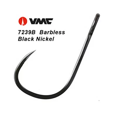 BARBLESS SINGLE HOOKS VMC 7239 BLACK NICKEL