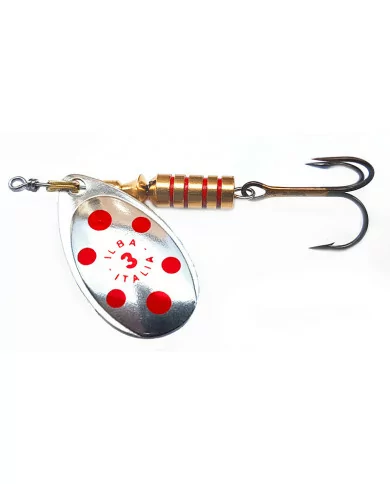 Cucchiaino rotante da pesca ILBA TONDO Argento Rosso