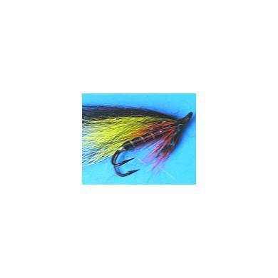 Mosca Salmon Flies Fox Tail Double Hook BLACK LEMON