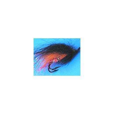 Mosca Salmon Flies Fox Tail Double Hook BLACK ORANGE
