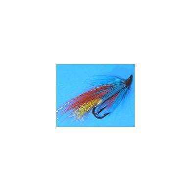 Fly Salmon Flies Fox Tail Double Hook BLUE BROWN Hook 6