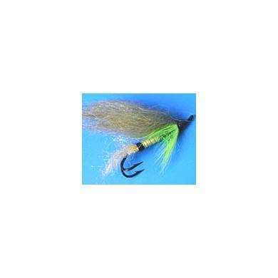 Mosca Salmon Flies Fox Tail Double Hook NATURAL GREEN