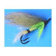 Fly Salmon Flies Fox Tail Double Hook NATURAL GREEN (4-6)